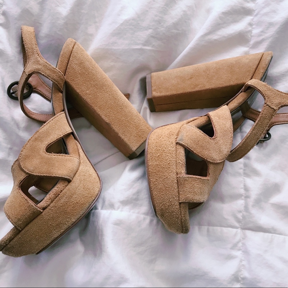 Yellow felt heels